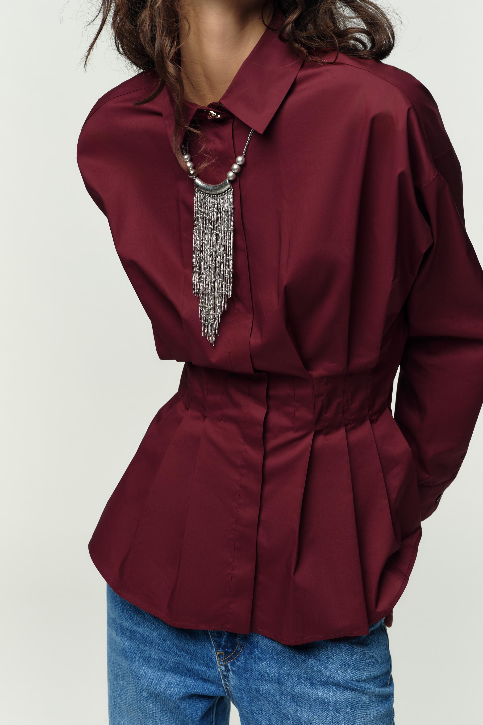 PLEATED POPLIN SHIRT